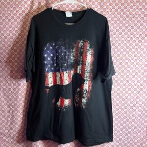 Port & Company American Flag Dog Graphic T-Shirt XL Black USA Patriotic Tee